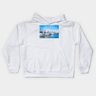 Oyster Boats - Fulton Harbor - Texas Kids Hoodie